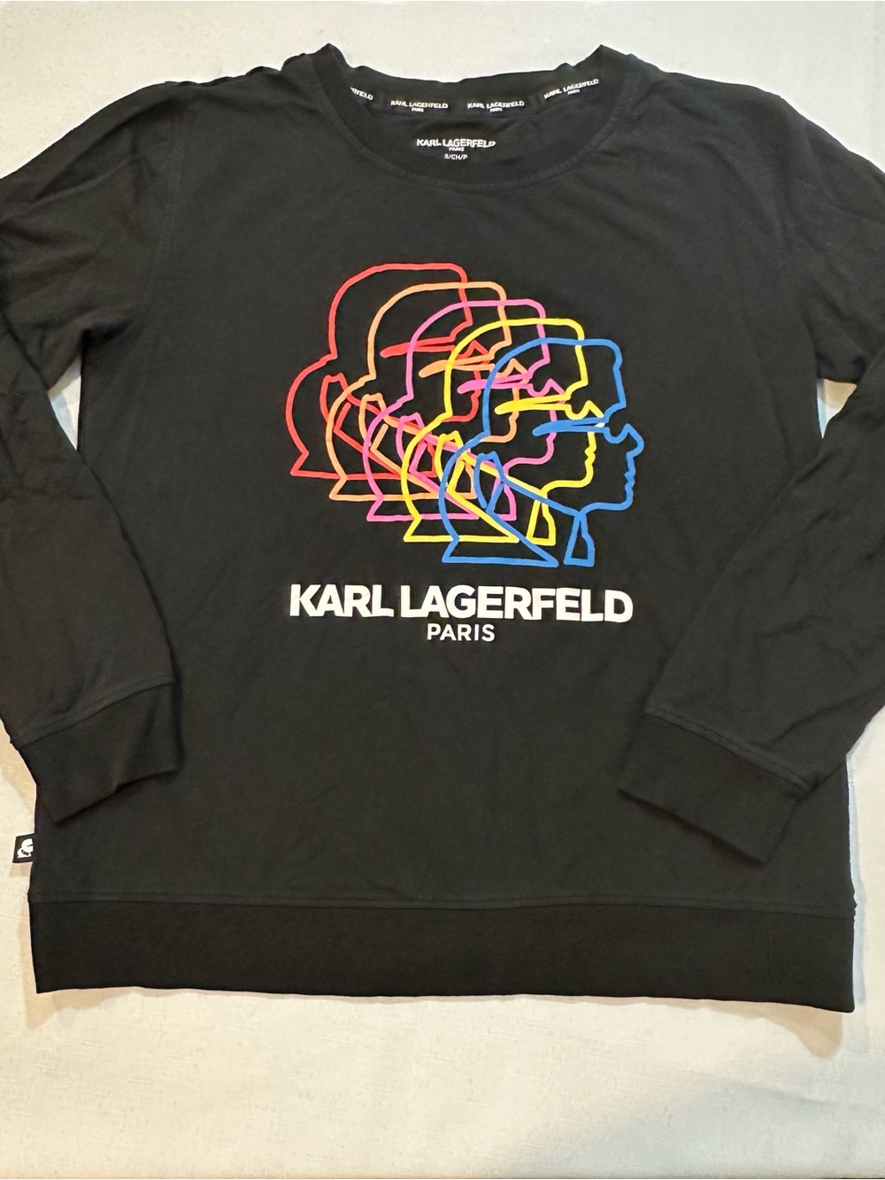 Karl Lagerfeld Paris Graphic Sweatshirt Small Black Neon Logo
